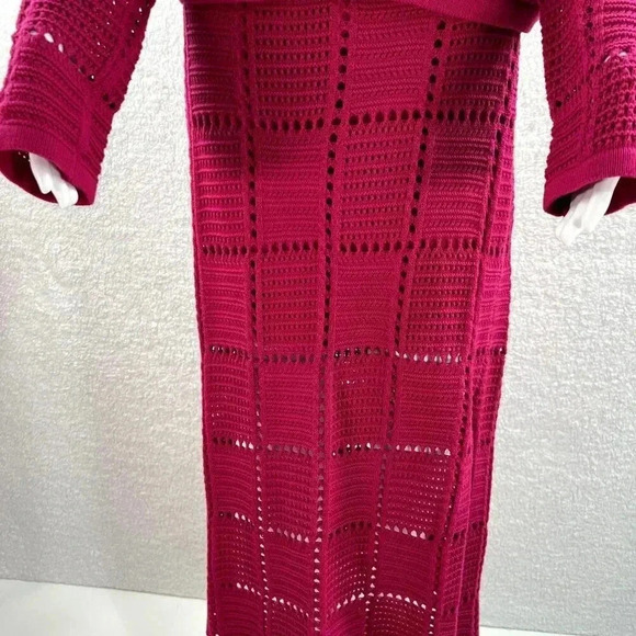 NWT Ultra Pink 2 piece Set Sm Crochet Sweater and Maxi Skirt Beachy Barbiecore - Picture 6 of 16